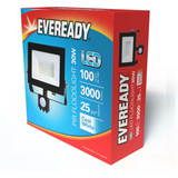 Eveready 30W LED PIR Floodlight with Quick Fix Bracket – 3,150 Lumen Security Light, Cool White 4,000K