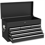Lockable Steel Tool Chest with 6 Drawers, Top Storage & Ball Bearing Runners – Portable Tool Box, Black