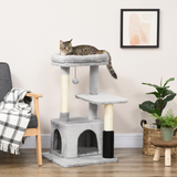 Pawhut Multi-Level Cat Tree with Sisal Scratching Posts, Padded Bed & Hanging Toy – Climbing Activity Centre
