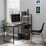 HOMCOM Computer Desk with 4-Tier Bookshelf – Home Office Study Workstation with Storage