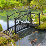 Outsunny Decorative Metal Garden Bridge with Safety Rails, 102cm – Arched Footbridge for Streams & Ponds