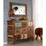 Coastal Reclaimed Wood 9 Drawer Chest – Rustic Solid Wood Storage for Bedroom and Hallway