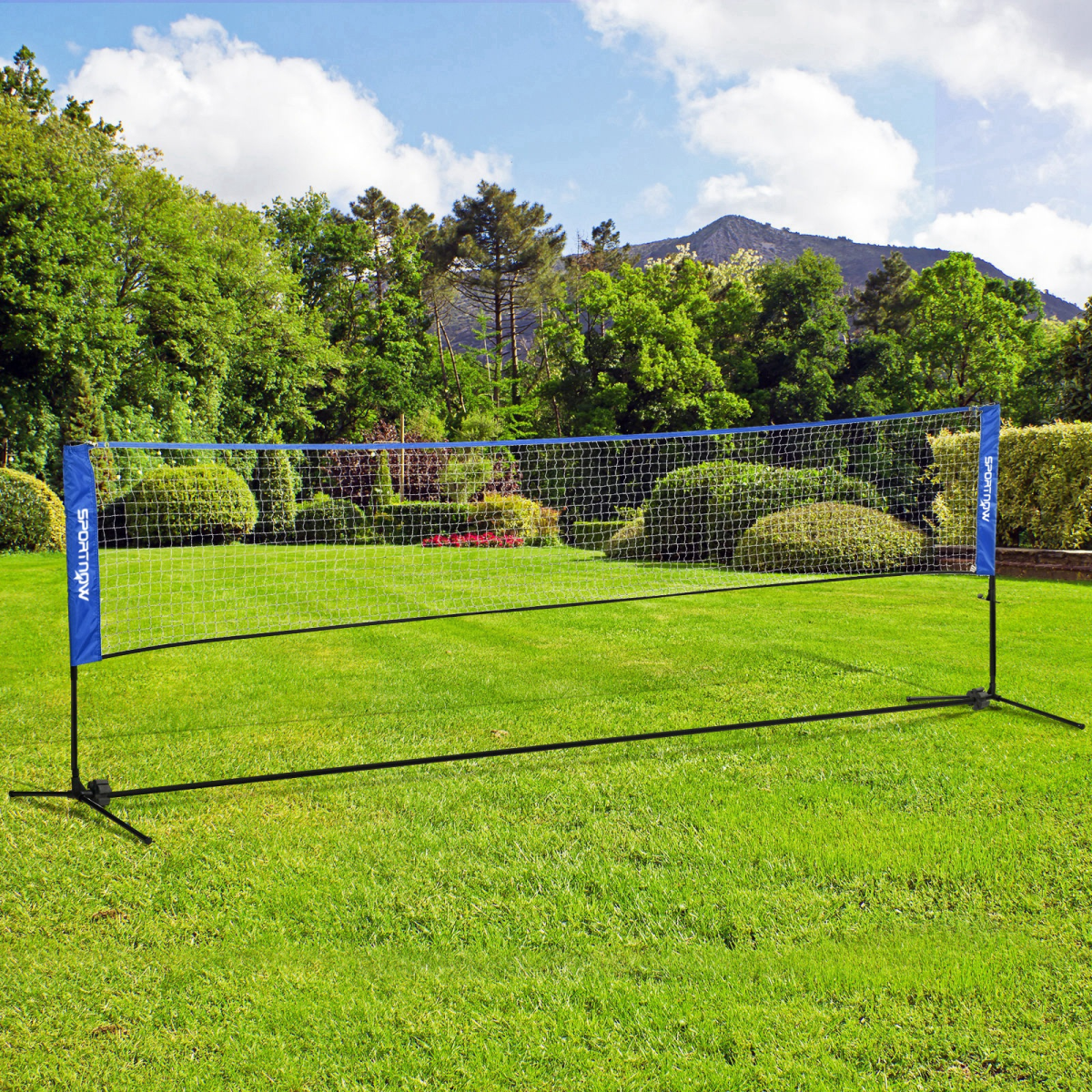 SPORTNOW 4m Badminton Net, Adjustable 107–155cm Height – Sports Net for Tennis, Pickleball & Volleyball, Blue