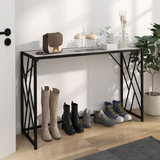Vintage Industrial Console Table with Metal Frame and Wood-Effect Top – Hallway Sofa Table, Black and Grey