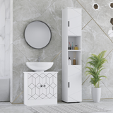 kleankin Tall Slim Bathroom Cabinet with Soft Close Doors & Open Shelves – Freestanding Storage, White
