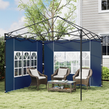 Outsunny Gazebo Side Panels with Windows, 2-Pack for 3x3m / 3x6m Canopy Frames – PE Plastic, Blue