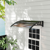 Outsunny Curved Polycarbonate Door & Window Canopy Awning, UV and Water Resistant – Brown