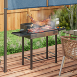 Outsunny Charcoal Rotisserie Spit Roaster with 3-Tier Grill Grate and Foldable Shelves – Stainless Steel BBQ