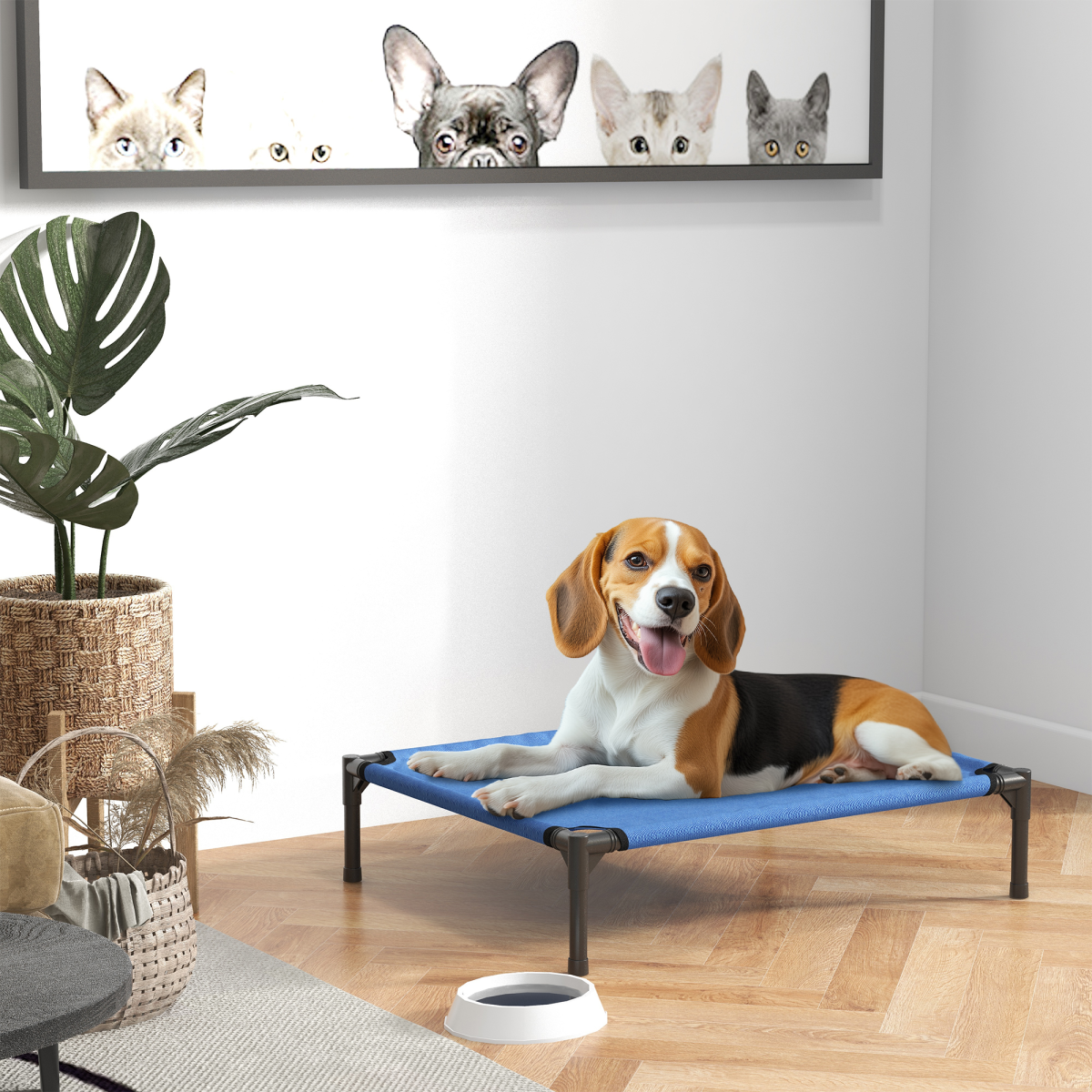 Pawhut Elevated Pet Bed with Powder Coated Metal Frame – Foldable Cooling Cot for Dogs and Cats