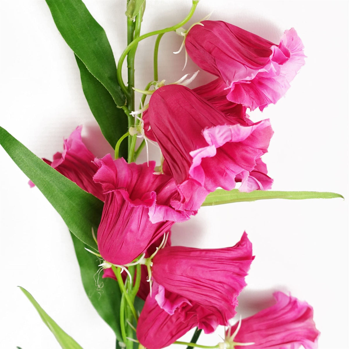 Leaf Pack of 6 Trumpet Artificial Flower Stems, 100cm with Silk Flowers and Wired Stems, Fuchsia Pink