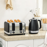 HOMCOM 1.7L 3000W Quick Boil Kettle & 4-Slice Toaster Set – Matching Breakfast Duo, Black
