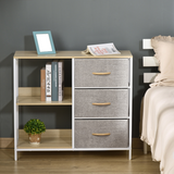 Chest Dresser with 3 Removable Fabric Drawers & Shelves – Metal Frame Storage Cabinet Organiser, Beige