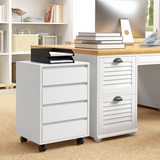HOMCOM White Mobile Filing Cabinet with 4 Drawers & Lockable Wheels – MDF Storage Unit with Anti-Tip Straps