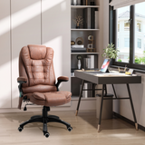 Executive Reclining Office Chair with Heated Massage, Padded Headrest & Swivel – Height Adjustable, Brown