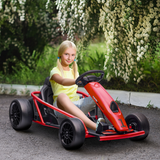 HOMCOM 24V Electric Go Kart for Kids with Music, Horn & Slow Start – Drifting Ride-On, Red