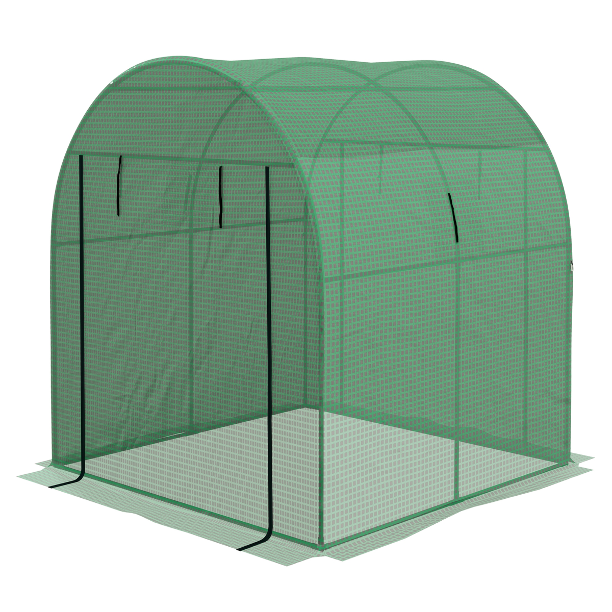Walk-in Greenhouse with UV-Resistant PE Cover, Roll-Up Door & Mesh Windows – Garden Grow House, Green