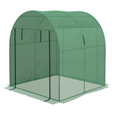 Walk-in Greenhouse with UV-Resistant PE Cover, Roll-Up Door & Mesh Windows – Garden Grow House, Green
