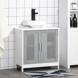kleankin Modern Under Sink Cabinet with 2 Slatted Doors – Bathroom Vanity Storage Unit, White