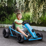 HOMCOM 24V Electric Go Kart for Kids with Music, Horn & Soft Start – Drifting Ride-On, Ages 8-12, Blue