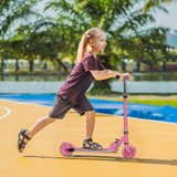 Kids Folding Scooter with Light-Up Wheels, Music and Adjustable Height – For Ages 3–7, Pink