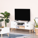 HOMCOM Scandinavian TV Stand Media Console with Open Storage Shelves – Minimalist Entertainment Unit