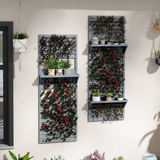Outsunny Set of 2 Wall Mounted Plant Stands with Shelves & Slatted Trellis – Fir Wood Planters, Grey