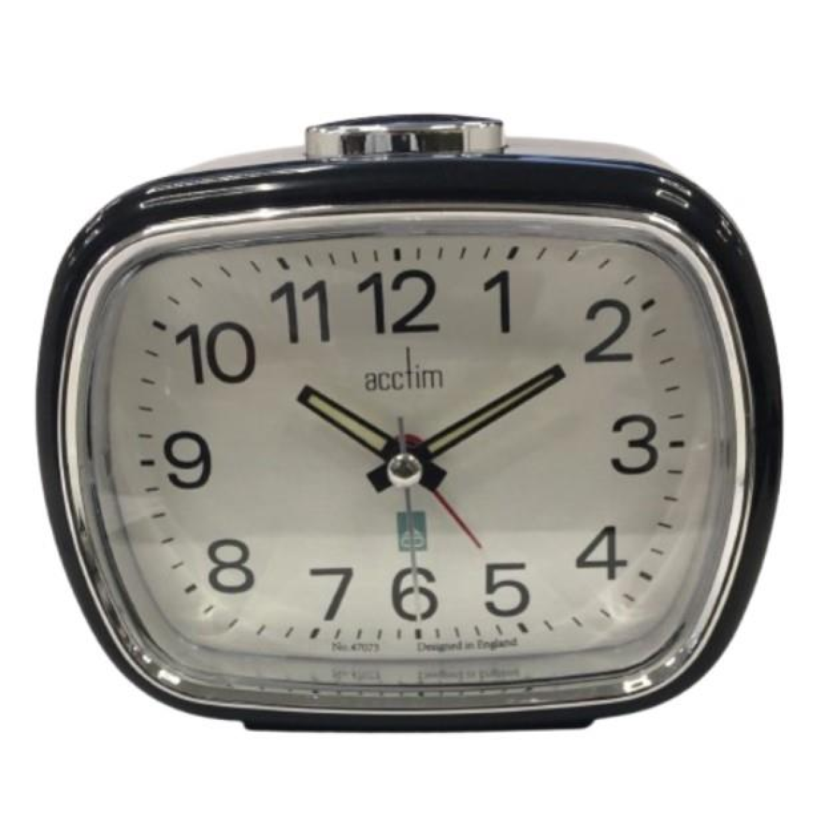 Acctim Camille Analogue Quartz Alarm Clock with Luminous Hands, Snooze & Light – Chrome Bezel