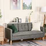 HOMCOM 3-Seater Button-Tufted Fabric Sofa with Hidden Storage and Rubberwood Legs – Compact Couch