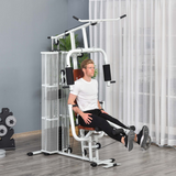HOMCOM Multifunction Home Gym Station with 45kg Weight Stack – Full Body Strength Training Machine, White