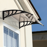 Outsunny Curved Polycarbonate Door Awning with Black Bracket – Rain and UV Protection, Brown