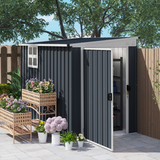 Outsunny 7.6x4ft Galvanised Steel Garden Storage Shed with Window, Vents & Lockable Door, Dark Grey