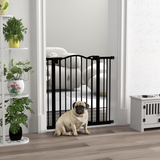 PawHut 74-87cm Adjustable Metal Pet Gate with Auto-Close & Double Lock – Safety Barrier for Doors & Stairs, Black
