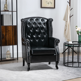 HOMCOM Chesterfield-Style Tufted Wingback Armchair with Padded Seat & Armrests – Classic Lounge Chair, Black