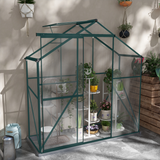 Outsunny 6 x 2.5ft Polycarbonate Greenhouse with Aluminium Frame & Sliding Door – Adjustable Vent, Green