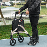 HOMCOM Lightweight Aluminium 3-Wheel Rollator with Storage Bag – Foldable Walking Aid with Height Adjustment
