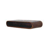 Artisan Furniture Arc Solid Mango Wood Wall-Mounted Media Console with Open Shelf – Floating Design, Chestnut