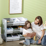 ZONEKIZ Storage Unit with 9 Removable Storage Baskets for Nursery Playroom – Grey