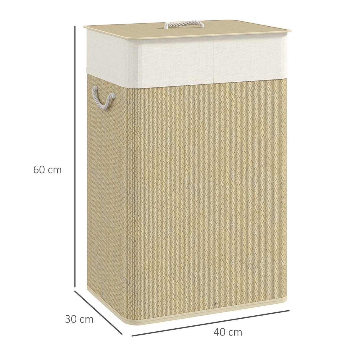 Bamboo Laundry Hamper Cabinet with Removable Lid and Detachable Bag – 72L Storage Basket, Natural Wood Finish