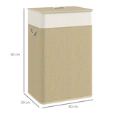 Bamboo Laundry Hamper Cabinet with Removable Lid and Detachable Bag – 72L Storage Basket, Natural Wood Finish