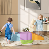 HOMCOM 4 Piece Soft Play Set with Reconfigurable Foam Blocks – Climb, Crawl and Slide Toys for Toddlers