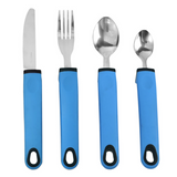 Easy Grip Adaptive Cutlery Set with Rubber Handles – Spoon, Fork, Knife & Teaspoon, Stainless Steel