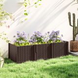 Outsunny Modular Plastic Planter Box Kit – Raised Bed or Garden Fence for Flowers and Herbs, Brown