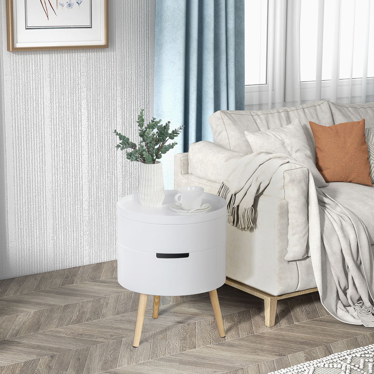 HOMCOM 3-Part Side Table with Detachable Top and Storage – Coffee Table, End Table & Nightstand, White