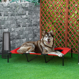 Pawhut Elevated Dog Bed with Raised Breathable Fabric Base – Portable Indoor and Outdoor Pet Cot, Red