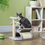 Pawhut Small Cat Tree with Rotatable Pole, Tunnel, Scratching Bridge and Dangling Balls – Plush Indoor Play Centre