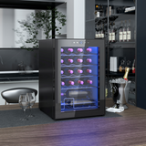 HOMCOM Freestanding 20 Bottle Wine Cooler Fridge with Glass Door & LED Light – Wine Storage