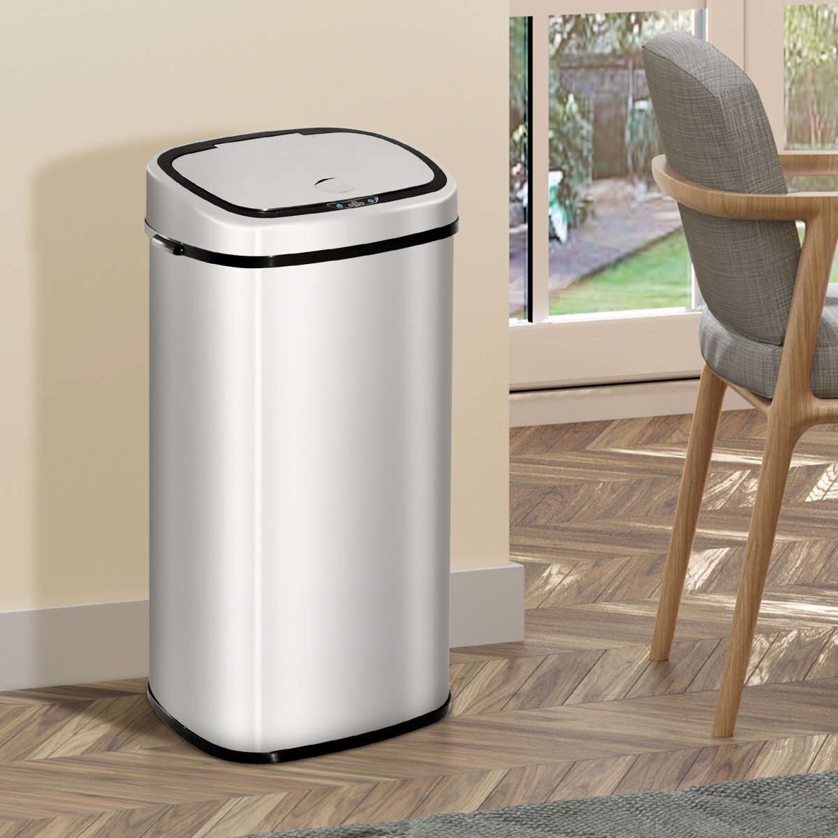 HOMCOM 68L Stainless Steel Automatic Sensor Bin – Touch-Free Hygienic Kitchen Bin, Silver