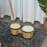 HOMCOM Wooden Bongo Drum Set, 7" & 7.75" Sheepskin Heads with Tuning Wrench & Bag – For Beginners & Professionals