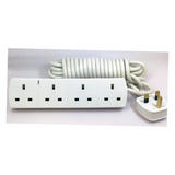 PowerPlus 4 Way 5 Metre Extension Lead – 13 Amp, 240V AC, 3-Pin UK Plug, White