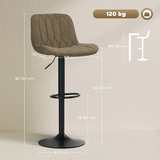 Set of 2 Adjustable Bar Stools with High Backs, Linen-Look Upholstery & 360° Swivel – Gas Lift Kitchen Stools